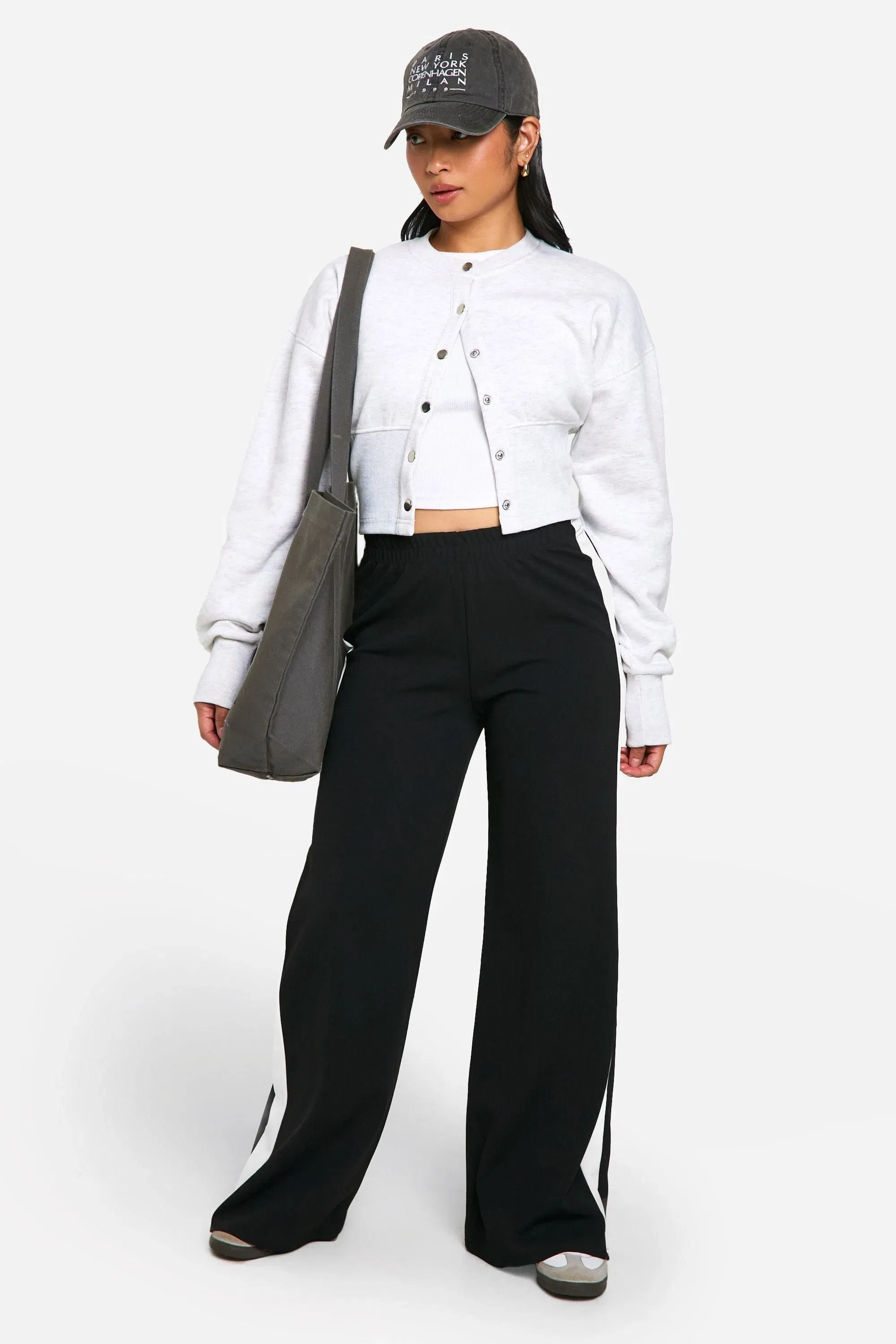 Petite Contrast Stripe Wide Leg Trouser