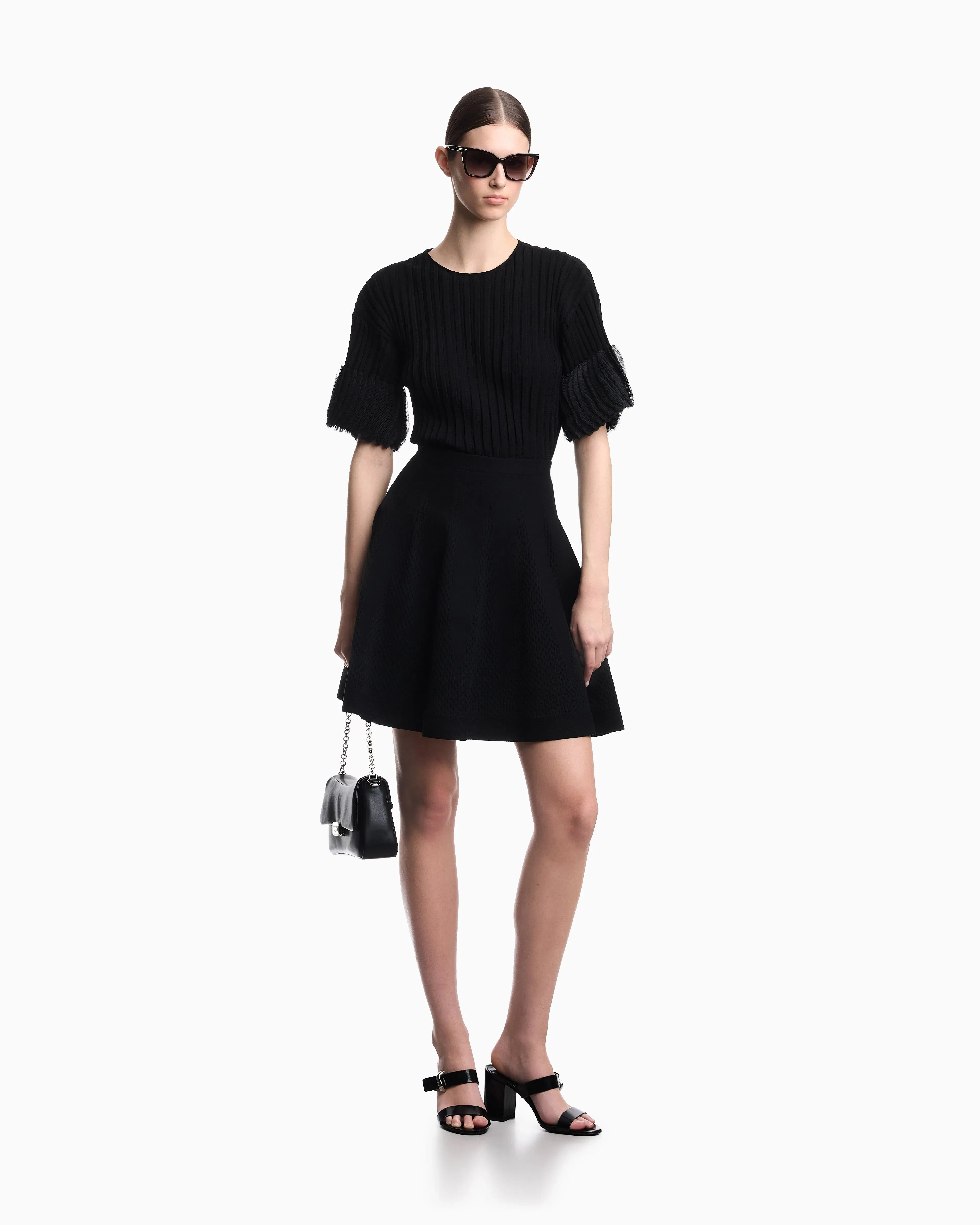 Emporio Armani ribbed jumper with pleated detail