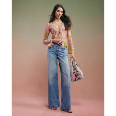 Pink Year Zero Floral Tie Front Cover Up