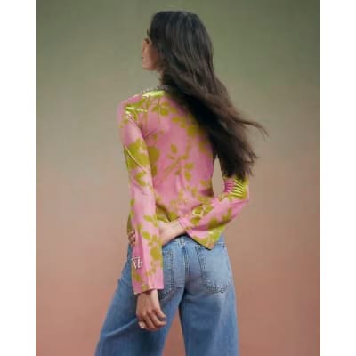 Pink Year Zero Floral Tie Front Cover Up