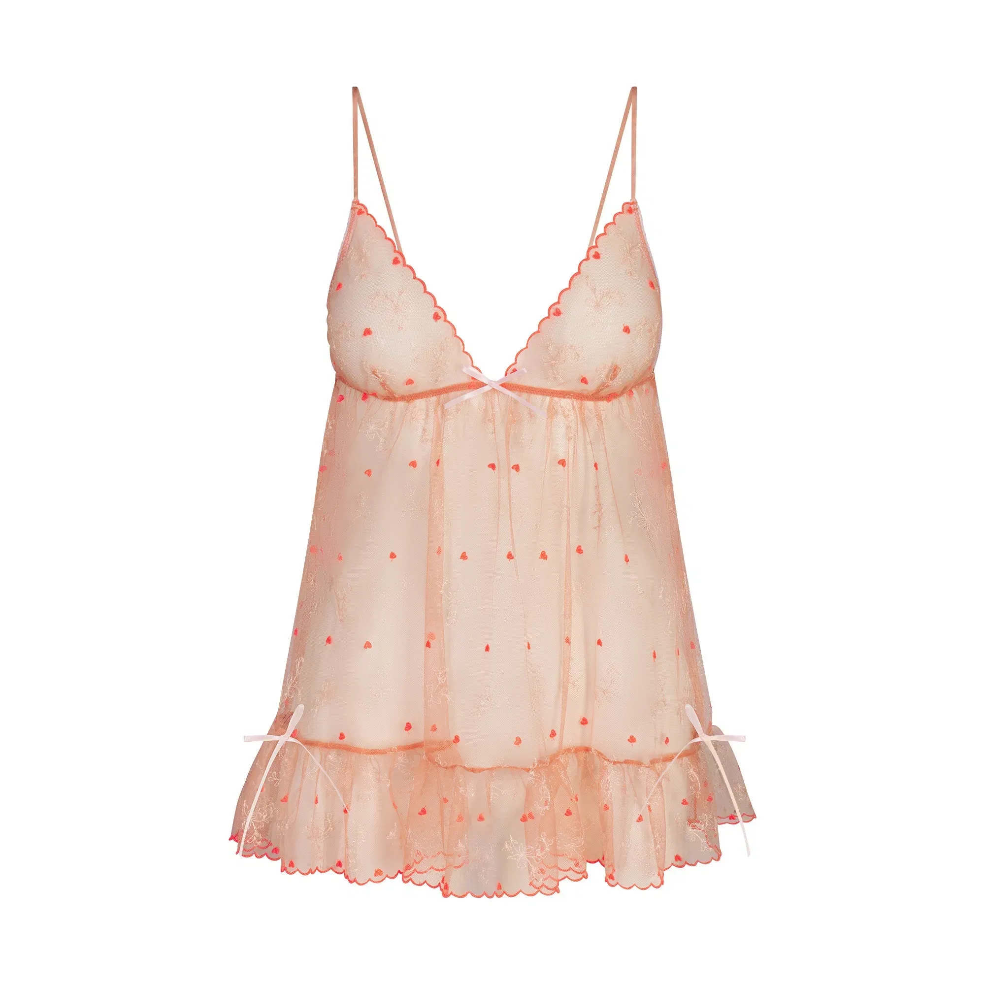 EMBROIDERED TULLE MINI SLIP DRESS AND TANGA SET | GUAVA HEART TULLE