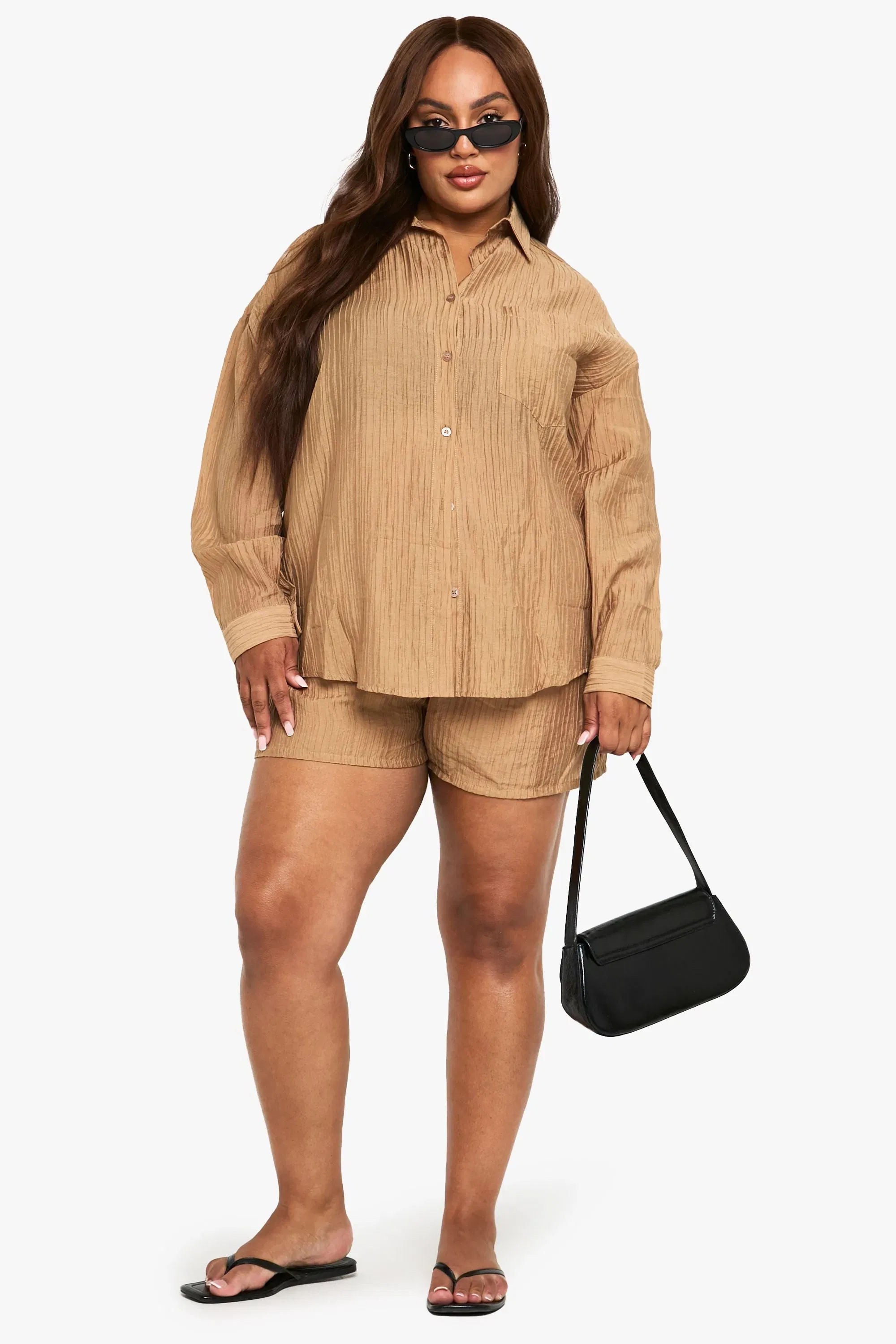 Plus Crinkle Woven Oversized Shorts
