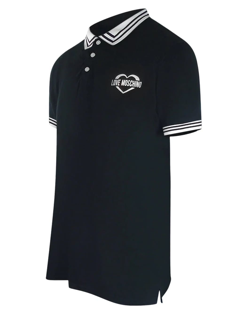 Love Moschino Twin Tipped Collar Black Polo Shirt