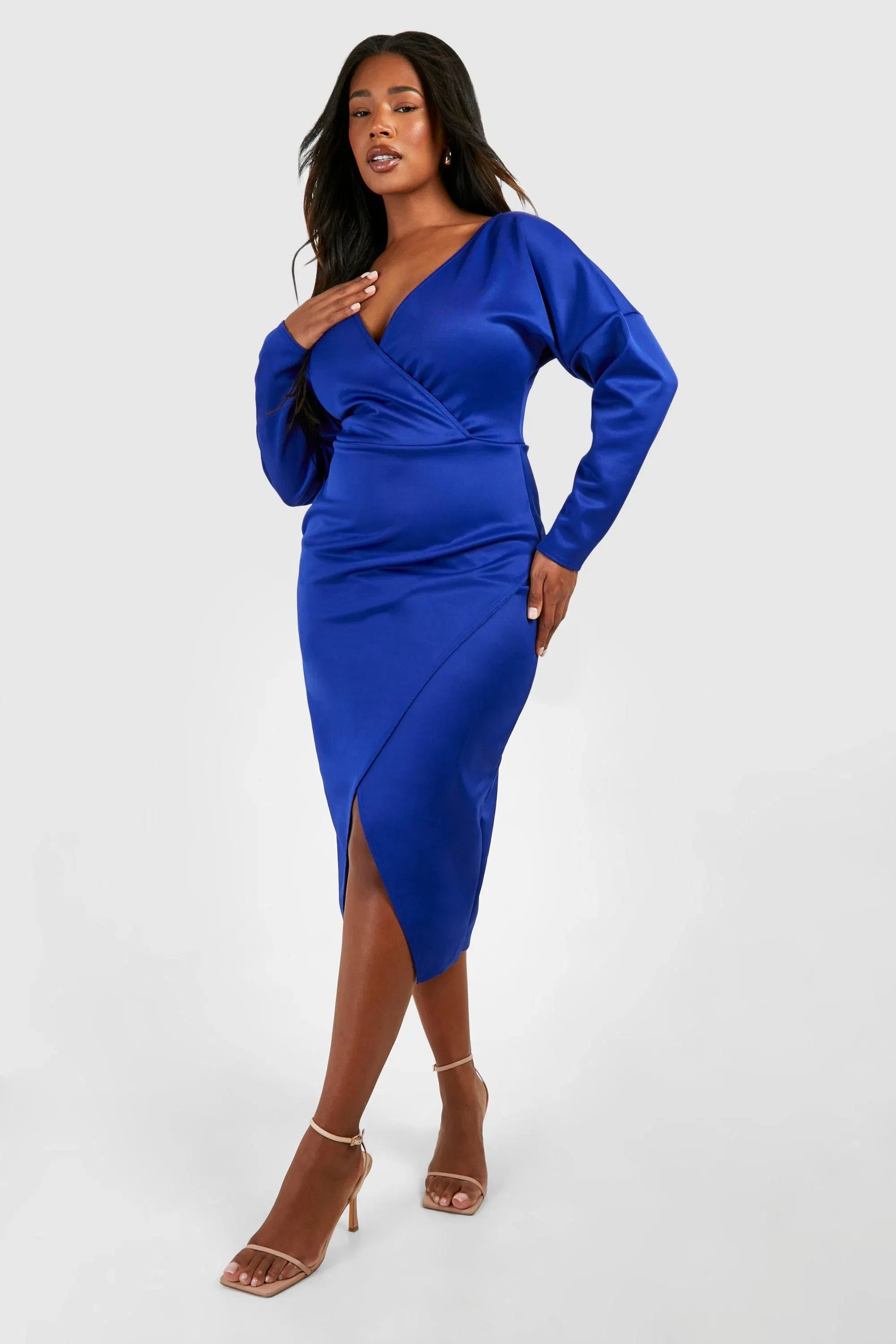Plus Scuba Wrap Midaxi Dress