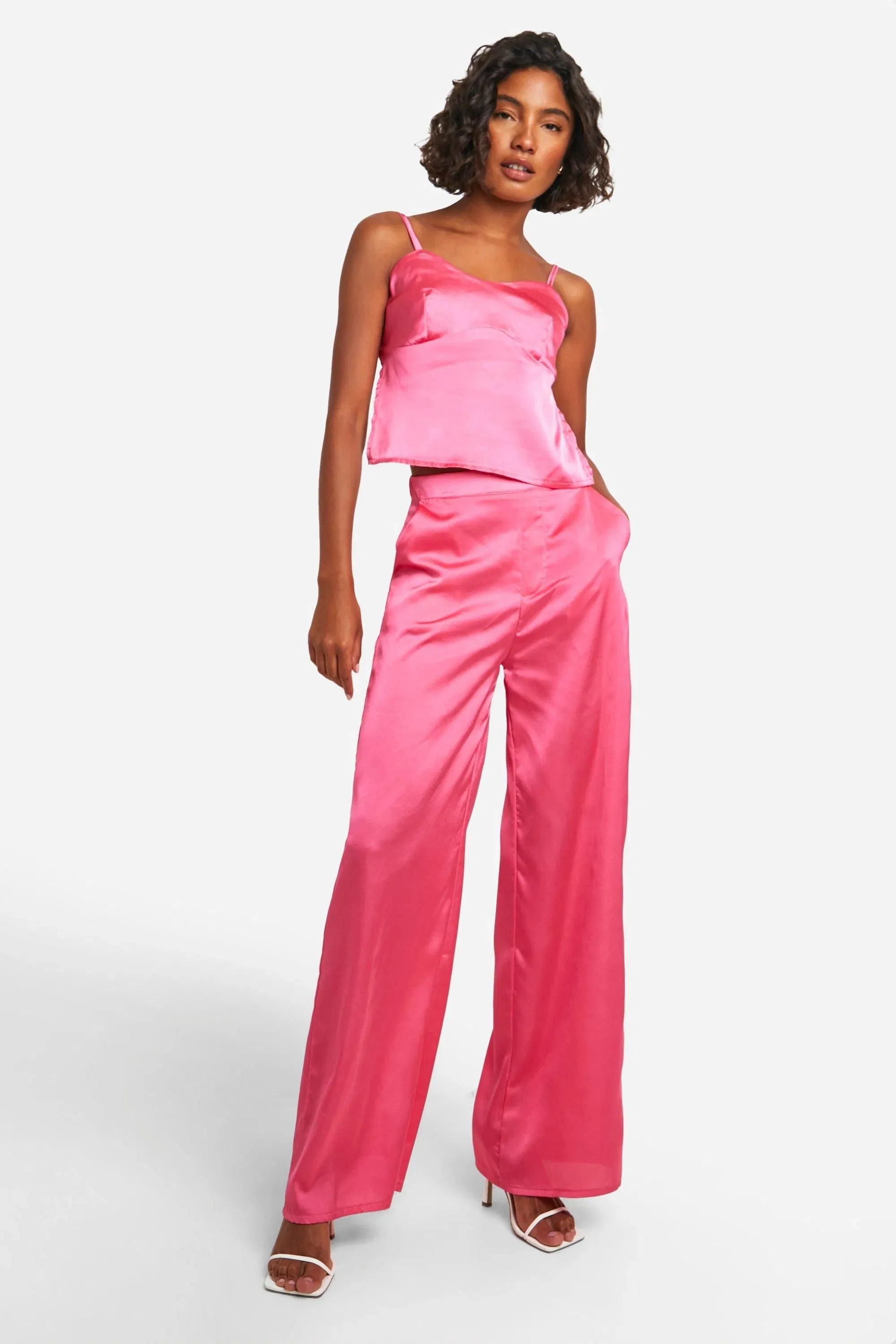 Tall Satin Seam Detail Open Back Cami
