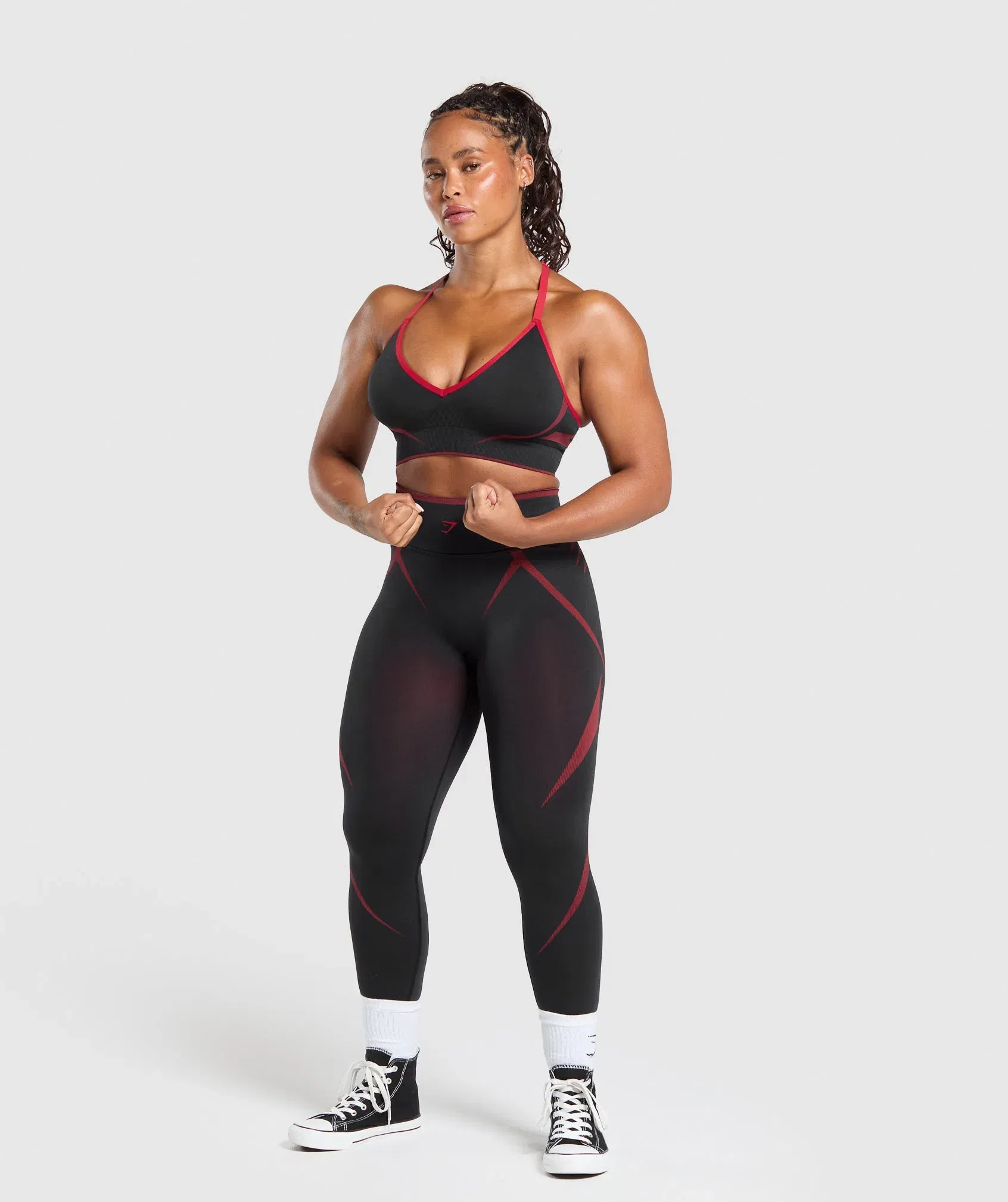 Gymshark Apex Lift Seamless Sports Bra - Black/Carmine Red
