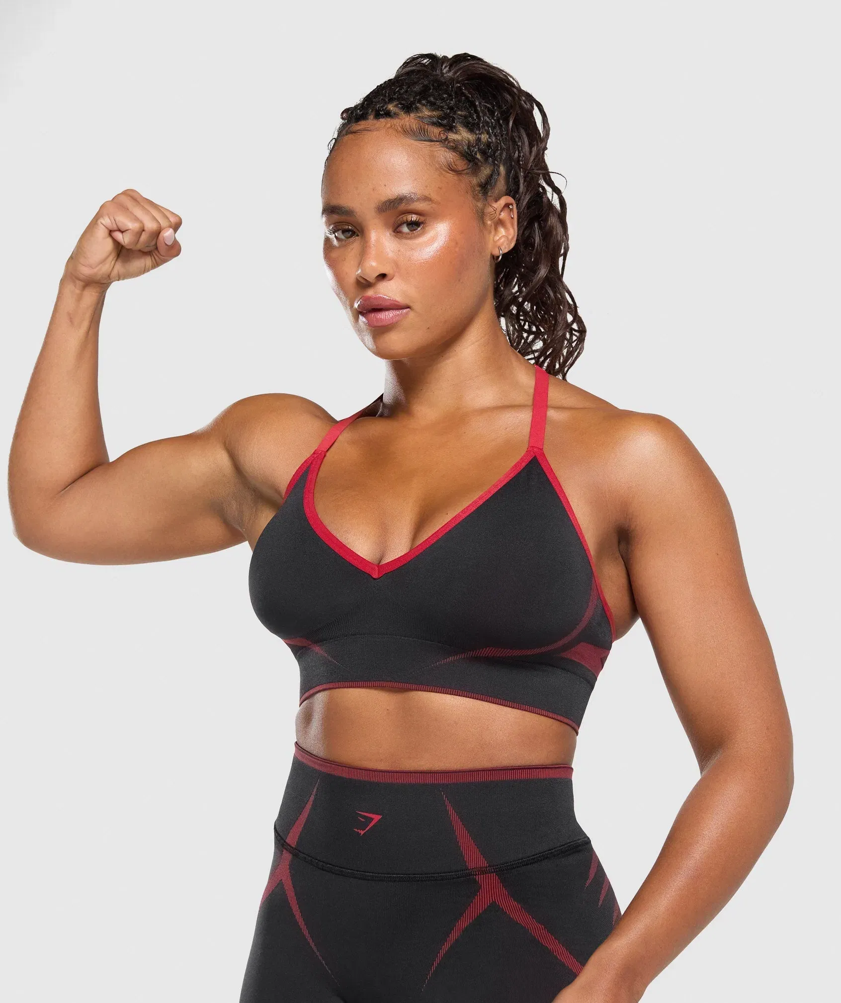Gymshark Apex Lift Seamless Sports Bra - Black/Carmine Red