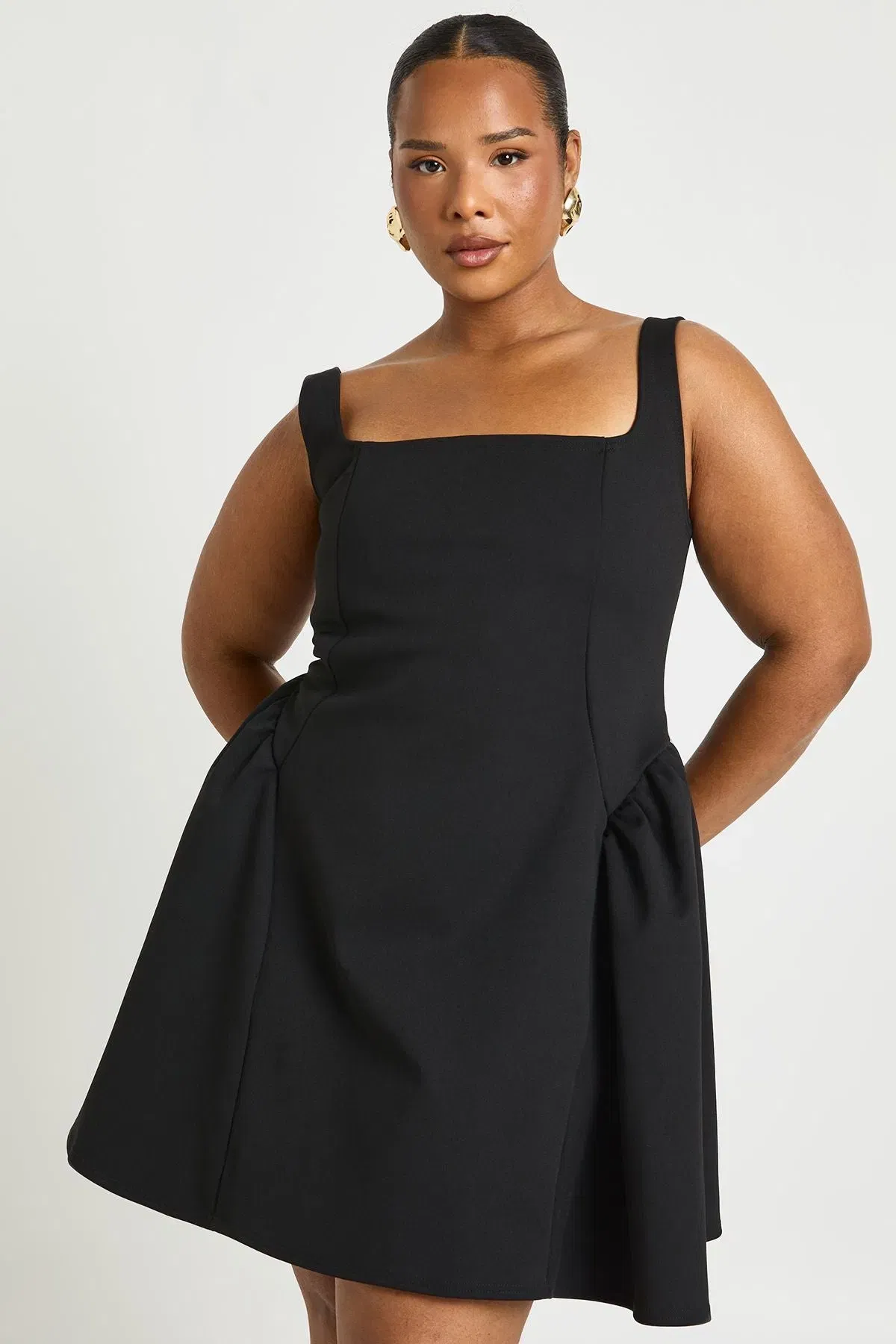 Plus Strappy Square Neck Skater Dress