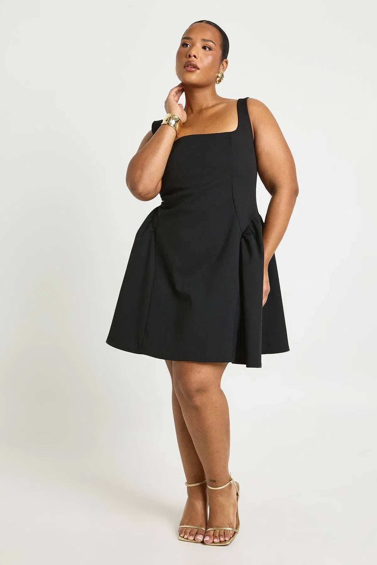 Plus Strappy Square Neck Skater Dress