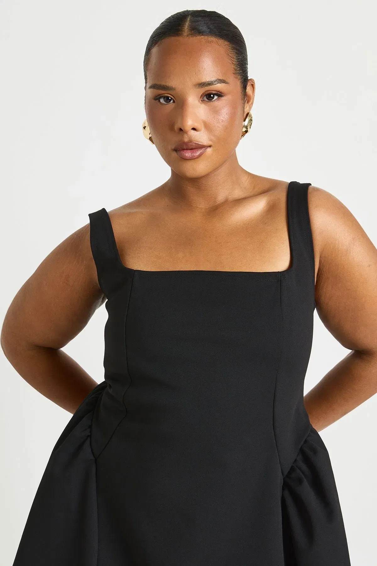 Plus Strappy Square Neck Skater Dress