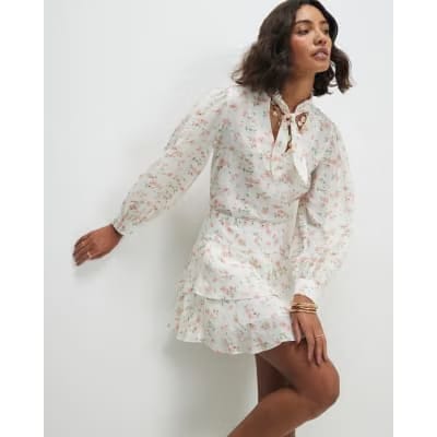 Pink Floral Pussybow Blouse