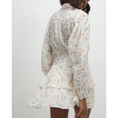 Pink Floral Pussybow Blouse