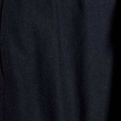 Navy Linen Blend Drawstring Tapered Trousers