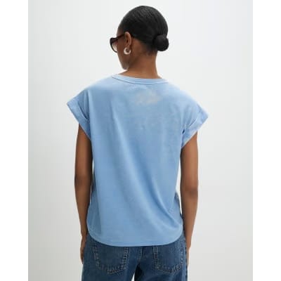 Blue Short Sleeve Burnout Pocket T-shirt