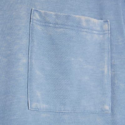 Blue Short Sleeve Burnout Pocket T-shirt