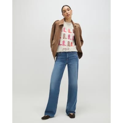 Cream Giddy Up Embroidered T-shirt