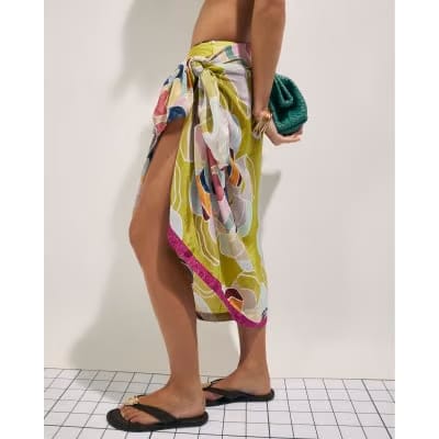 Yellow Floral Print Sarong