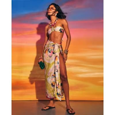 Yellow Floral Print Sarong