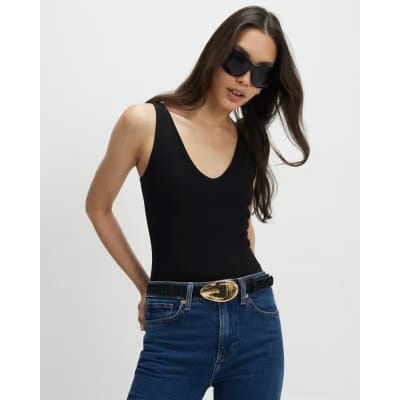 Black Sleeveless Cotton Bodysuit