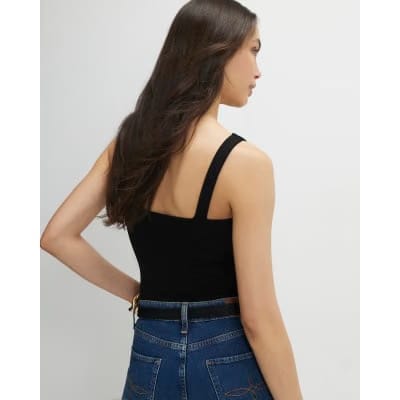 Black Sleeveless Cotton Bodysuit