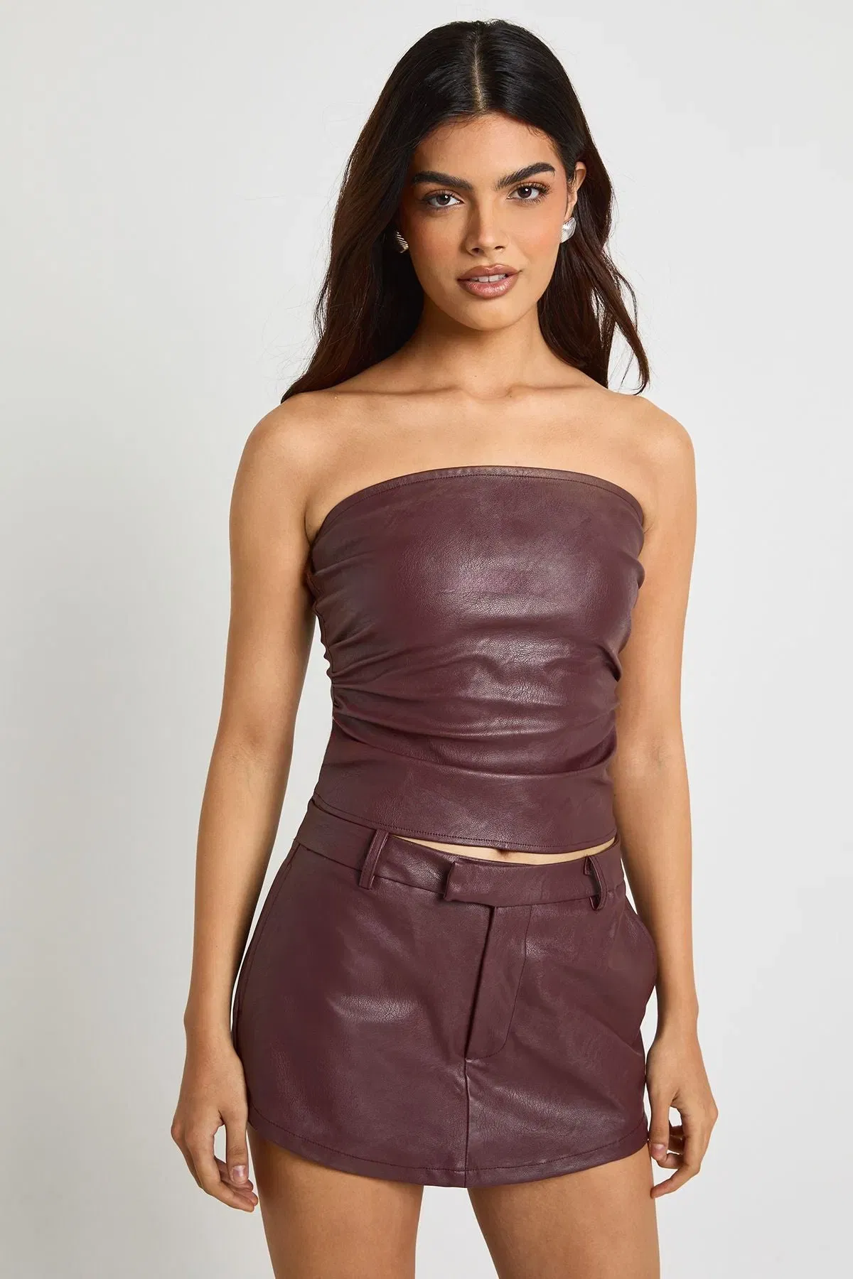 Faux Leather Bandeau Top