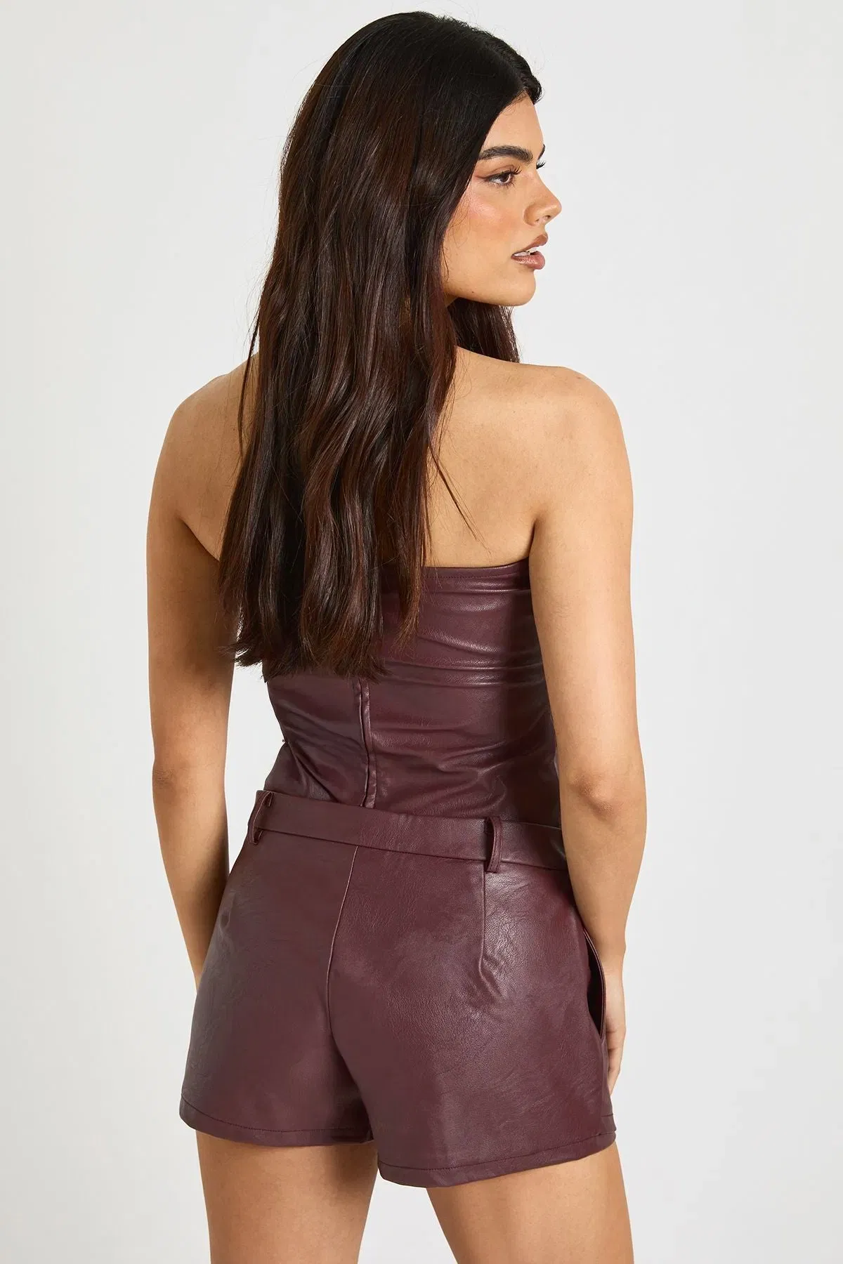 Faux Leather Bandeau Top
