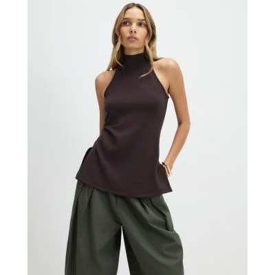 Brown Premium Halter Neck Top