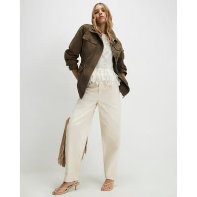 Khaki Utility Funnel Jacket