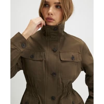 Khaki Utility Funnel Jacket