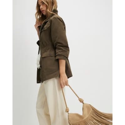 Khaki Utility Funnel Jacket