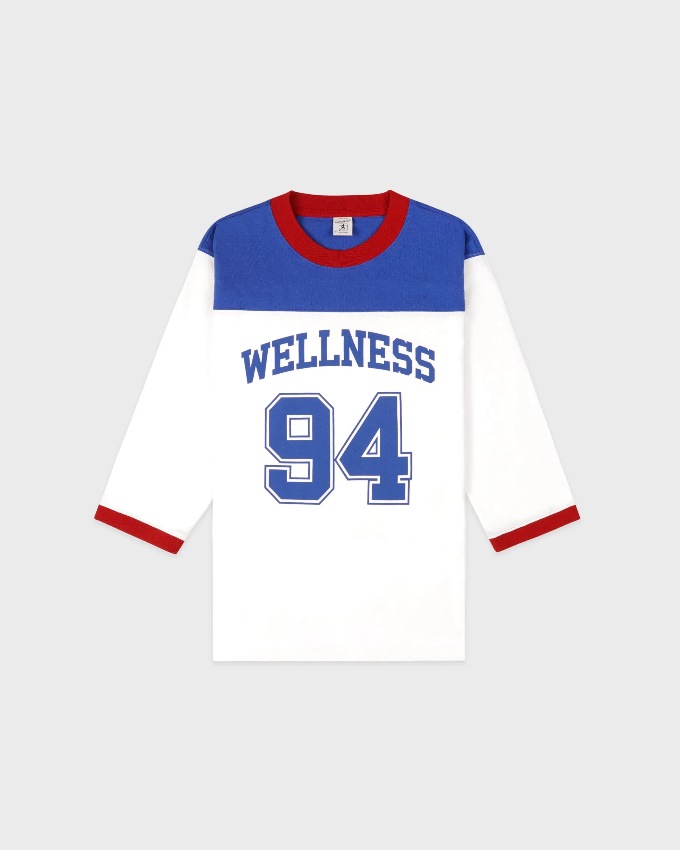 Wellness 94 Long Football T-Shirt - White/Ruby/Team Blue
