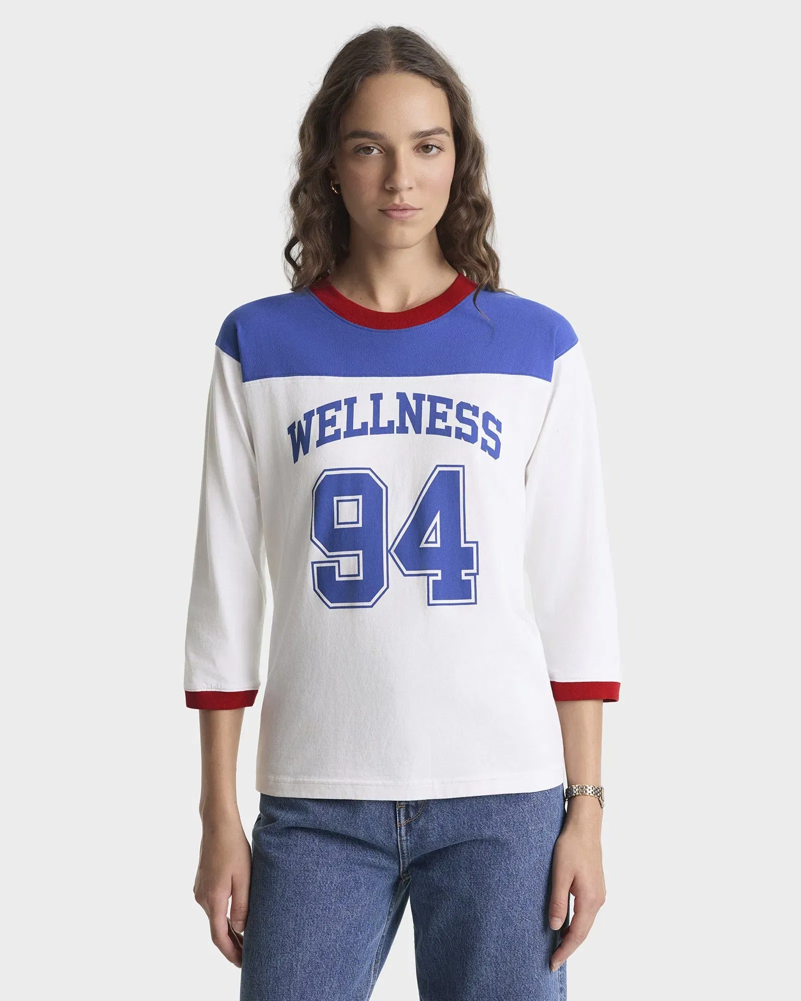 Wellness 94 Long Football T-Shirt - White/Ruby/Team Blue