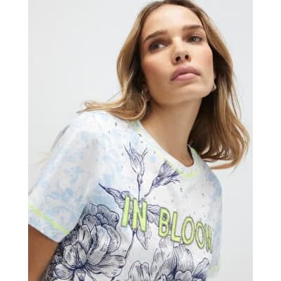 Blue Short Sleeve In Bloom T-shirt