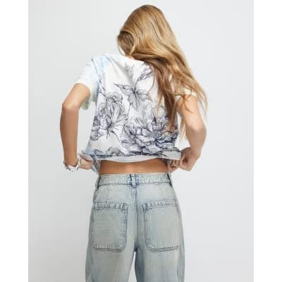 Blue Short Sleeve In Bloom T-shirt