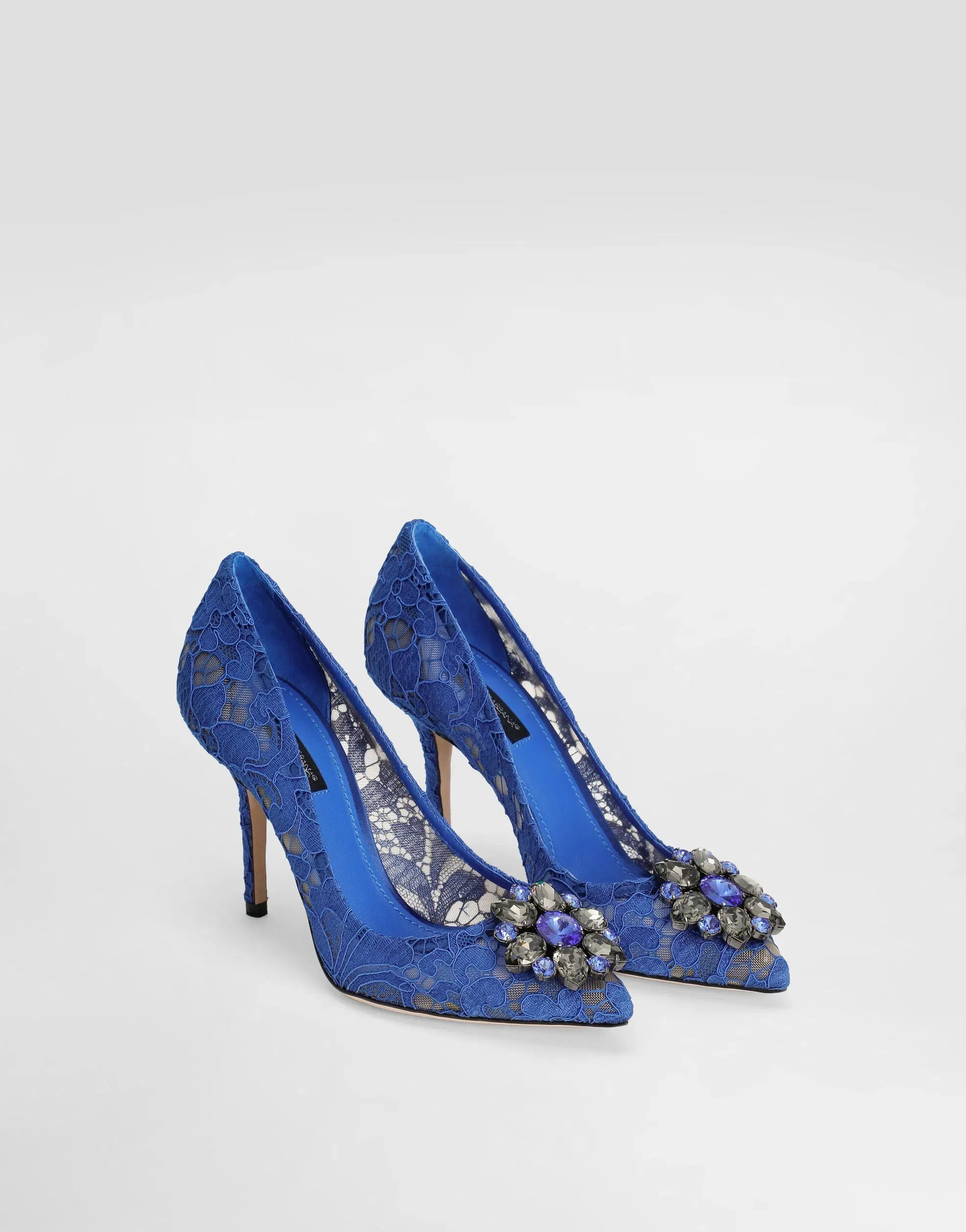 Lace rainbow pumps with brooch detailing