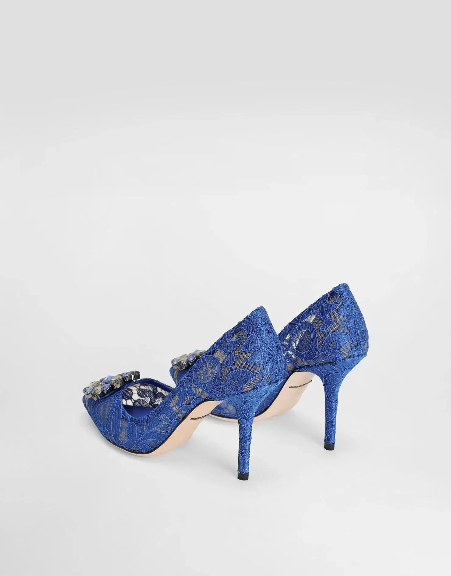 Lace rainbow pumps with brooch detailing