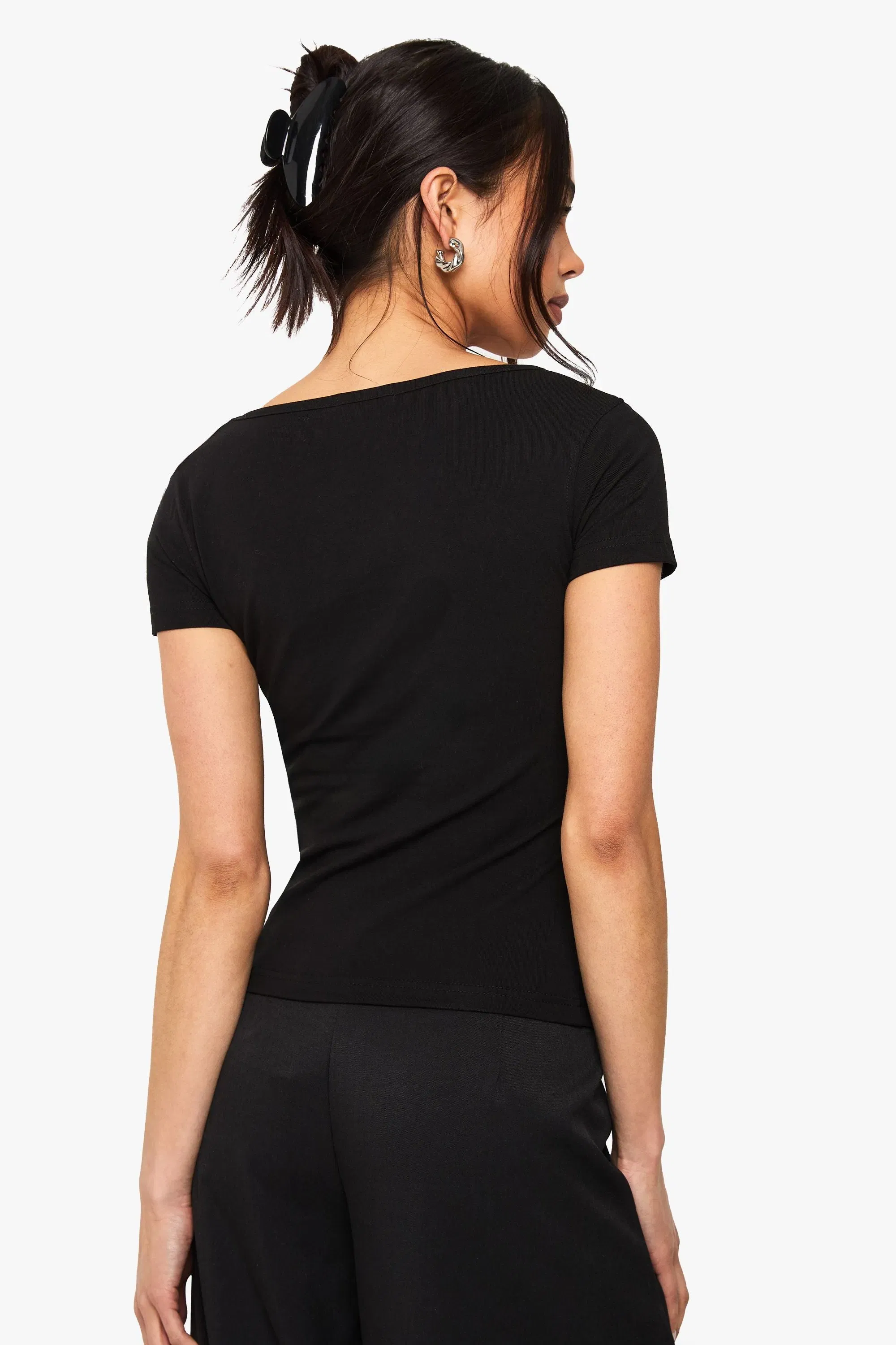 Twist Front Sweetheart Neckline Cap Sleeve Top