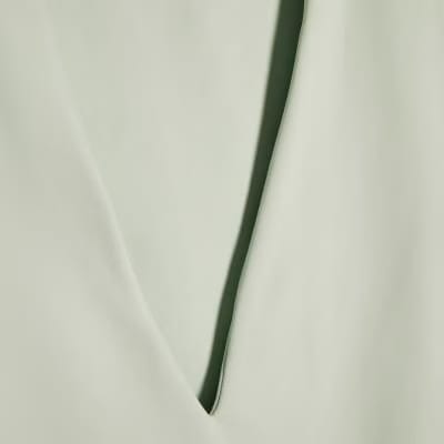 Green Plunge Neckline Long Sleeve Bodysuit