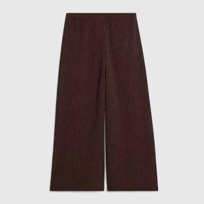 Petite Brown Pull On Textured Culottes