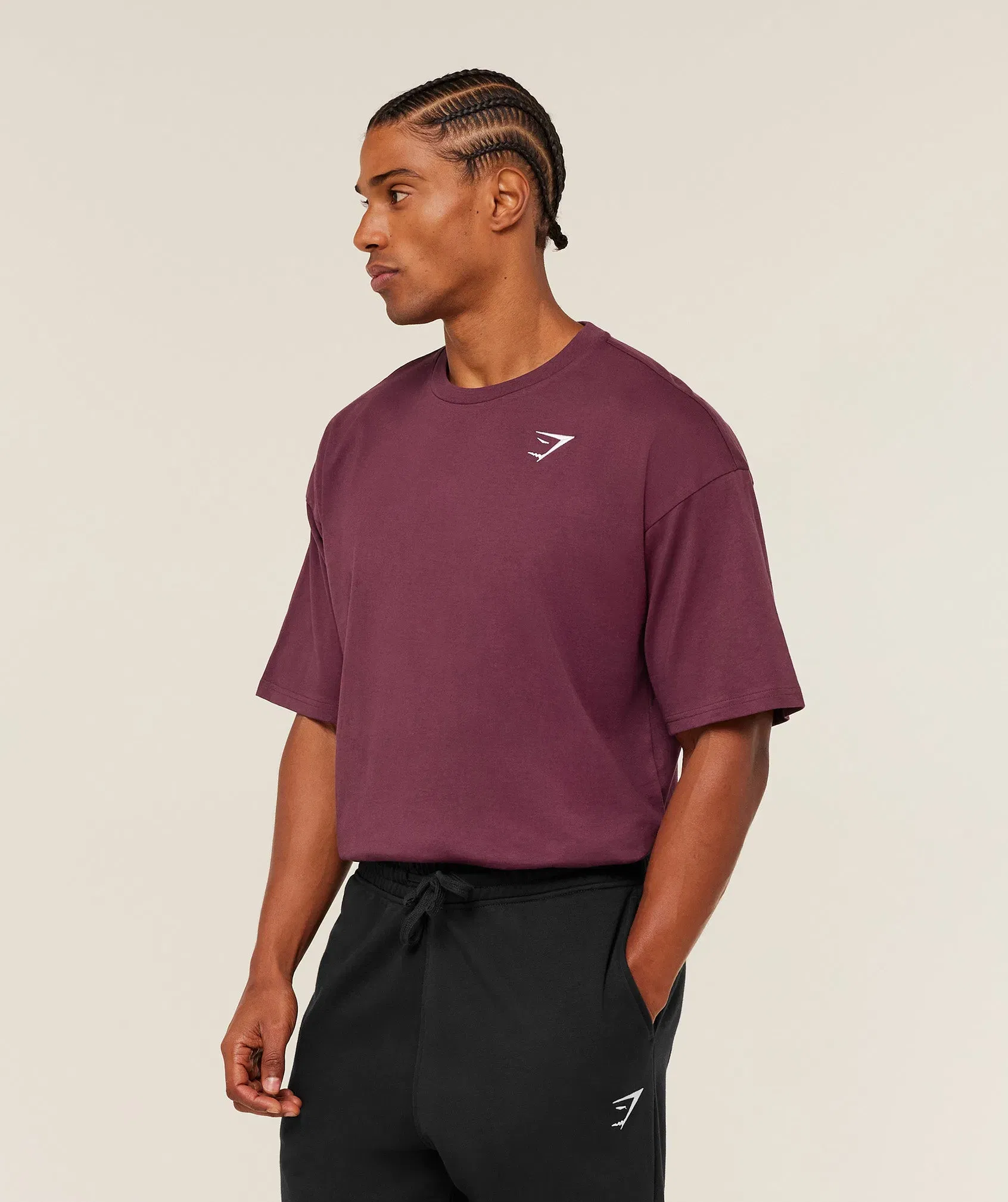 Gymshark Crest Oversized T-Shirt - GS Impact Burgundy