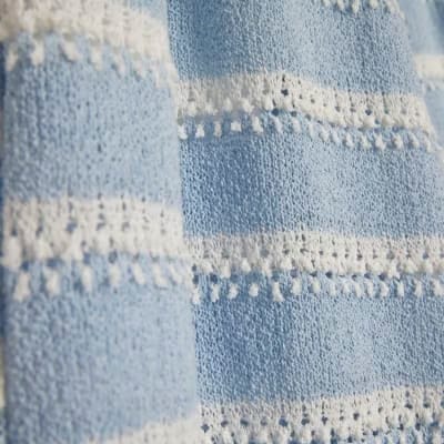 Blue Striped crochet Wide Leg Trousers