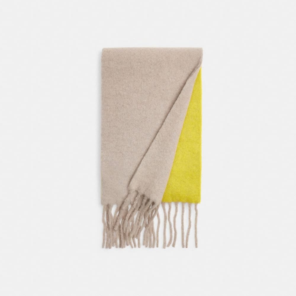 Coach Colorblock Muffler With Rubber Patch Grey Birch Lime
