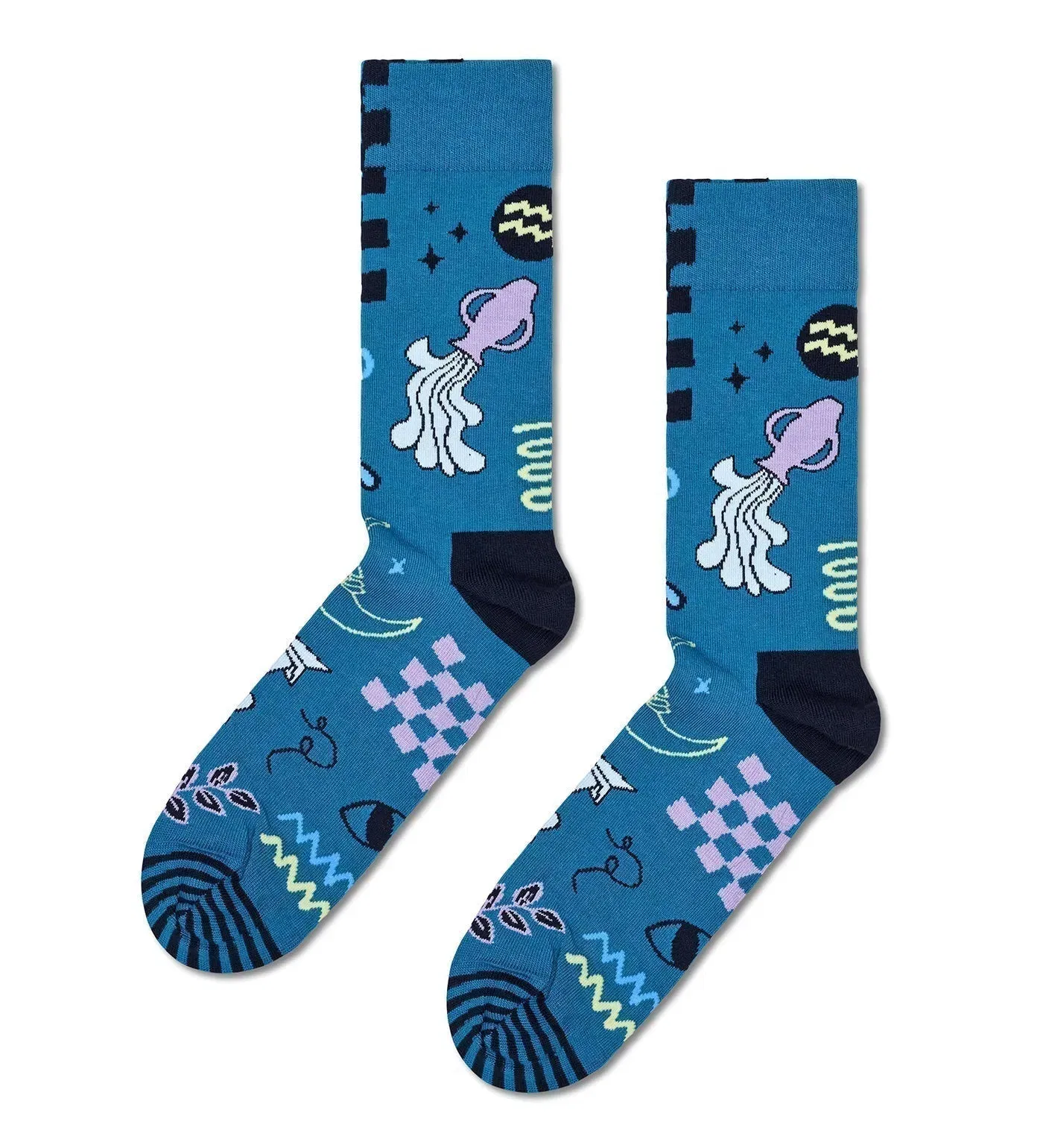 Happy Socks Unisex Aquarius Crew Length Socks for Women and Men