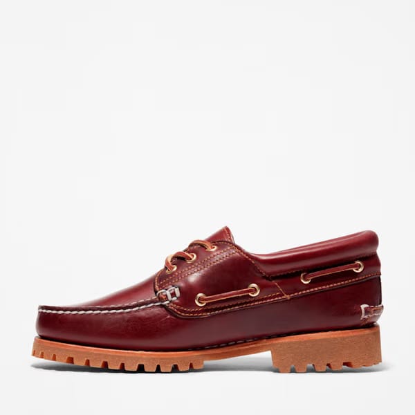 Timberland Authentic 3-Eye Lug Handsewn Boat Shoe Burgundy Men'S