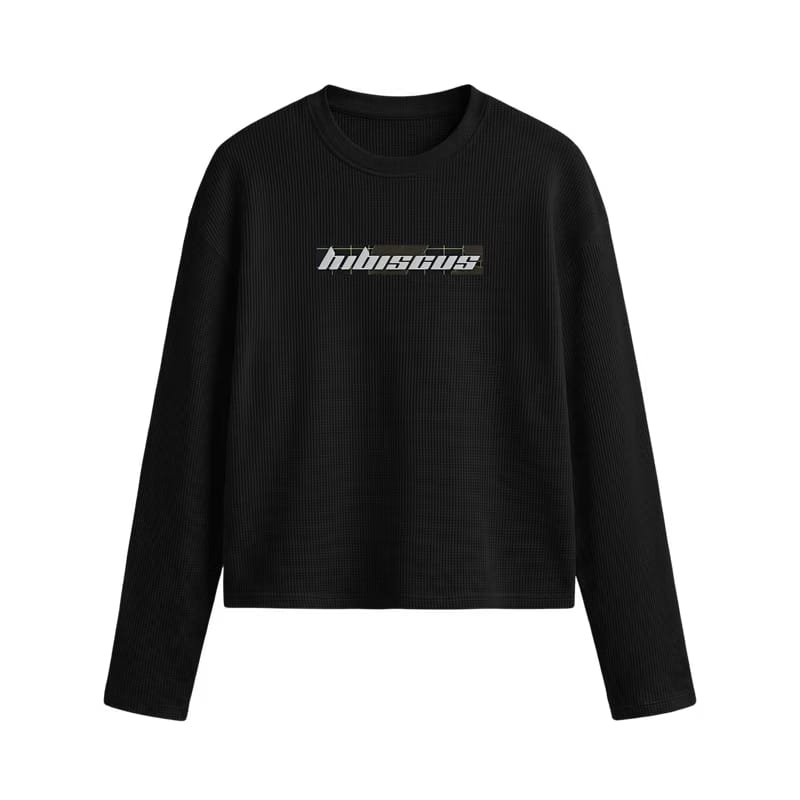 Off Supply Hibiscus Black Waffle T-shirt