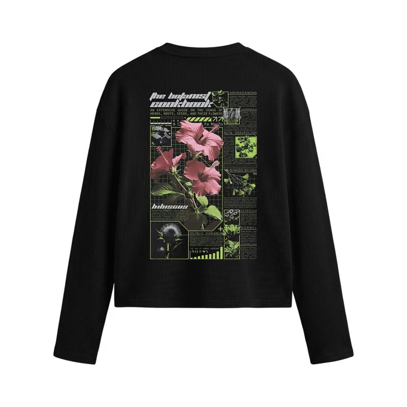 Off Supply Hibiscus Black Waffle T-shirt
