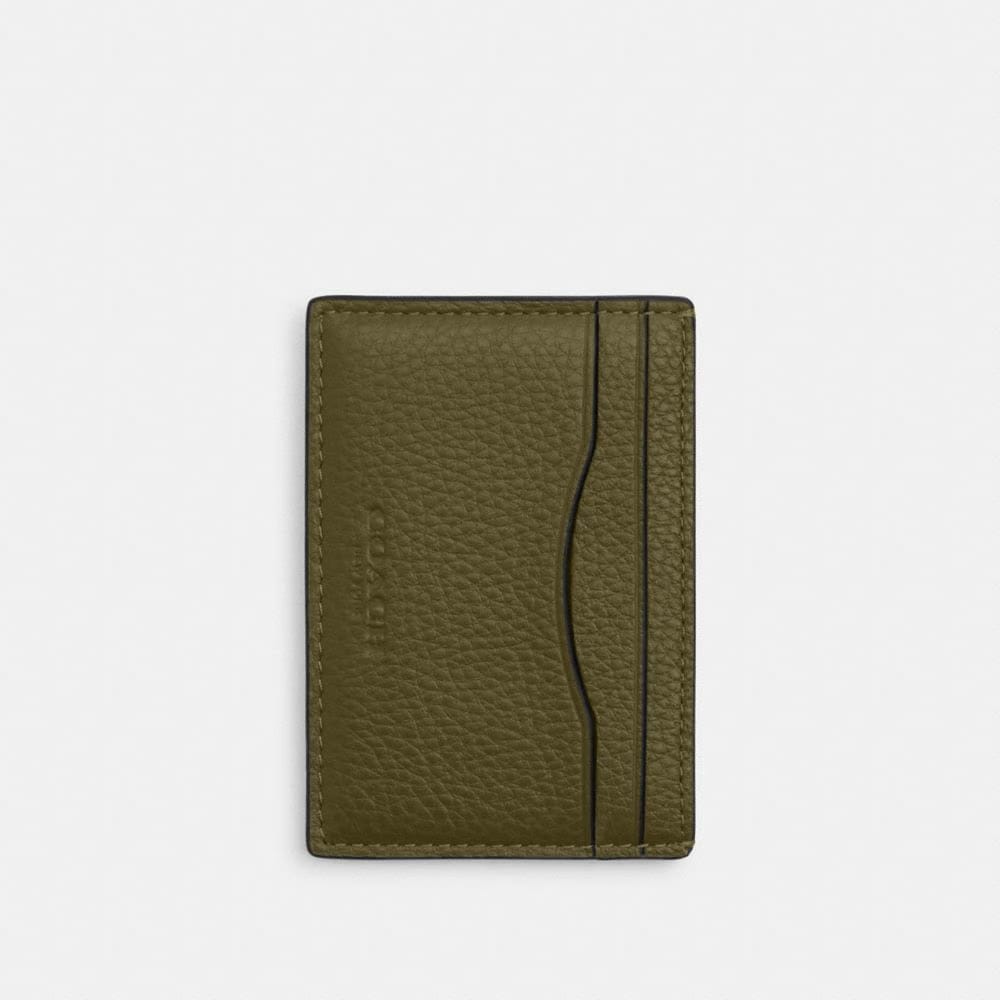 Coach Card Case With Money Clip Silver Olive