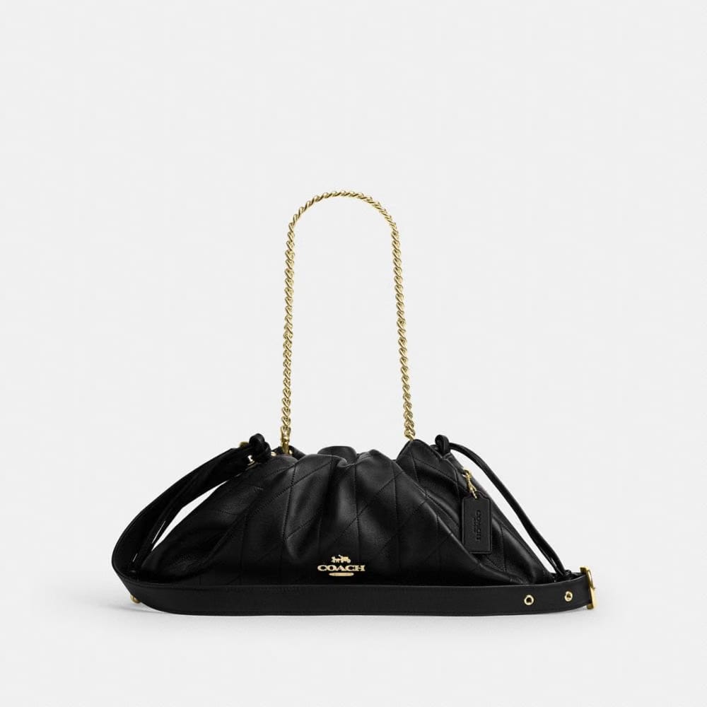 Coach Faye Large Shoulder Bag With Quilting Gold Black