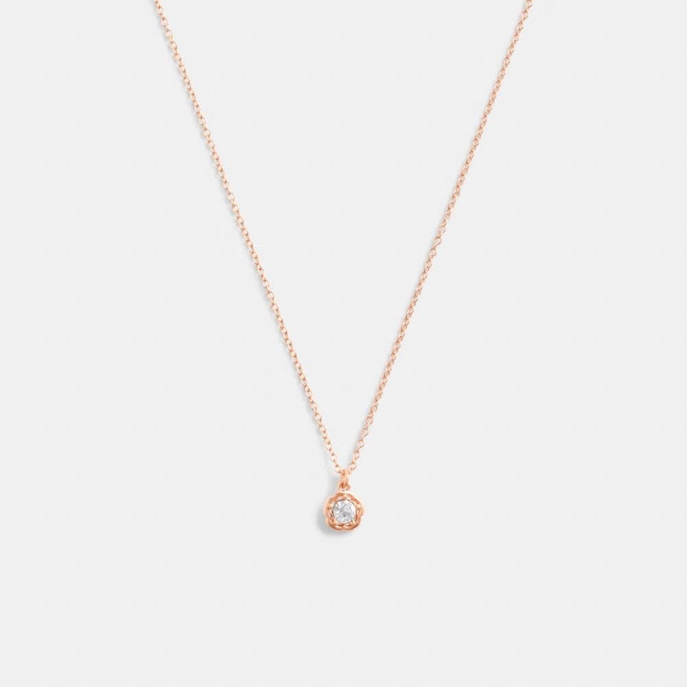 Coach Halo Tea Rose Pendant Necklace Rose Gold