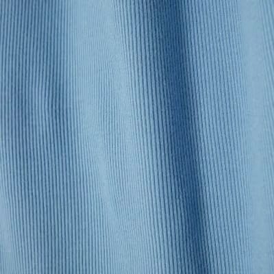 Blue Long Sleeve Ribbed Crew Neck Top
